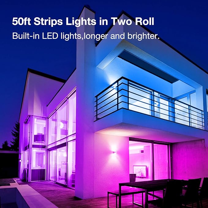 VOLIVO 50 FT RGB Led Strip Lights,Color Changing Led Light Strips Kit with 44 Keys IR Remote Control, Led Lights for Bedroom, Room, Home Decoration
