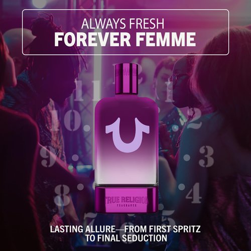 True Religion Always True Femme - 3.4 fl oz EDP - Women's Perfume - amber, fruity, floral - grapefruit, mandarin, plum, jasmine, rose, orange blossom, tonka, amber, vanilla