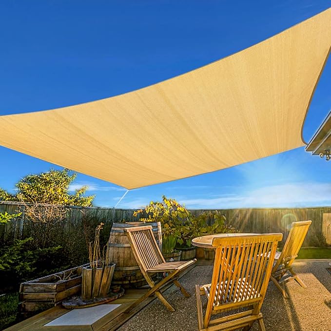 Artpuch 10' x 10' Sun Shade Sails Square Canopy, Sand UV Block Cover for Outdoor Patio Garden Yard