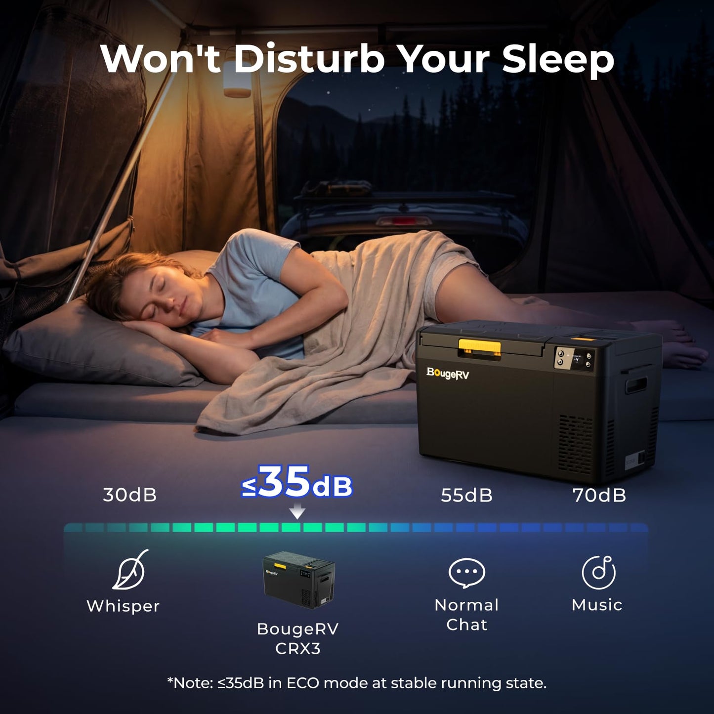 BougeRV 12 Volt Portable Refrigerator, CRX3 23 Quart Car Fridge with 240Wh Detachable Battery, -4℉~68℉ Compressor Electric Cooler with 12V/24 DC, 100-240 AC for Camping Overlanding Truck RV SUV Van