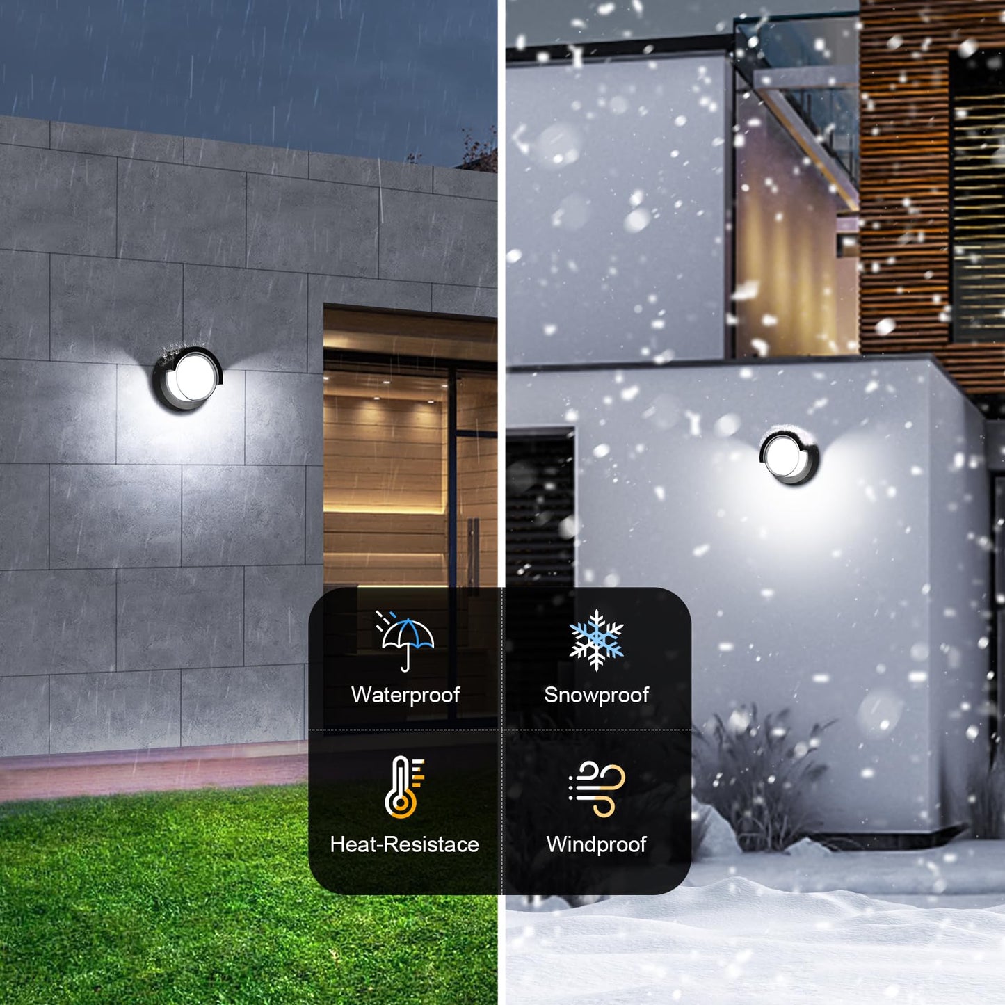 Tomourd Porch Light Outdoor, 6000K Daylight Small Waterproof Anti Rust LED Wall Lights, 12W Matte Black Modern Wall Mount Exterior Fixtures Circle Cover for Entryway, Front Porch, House
