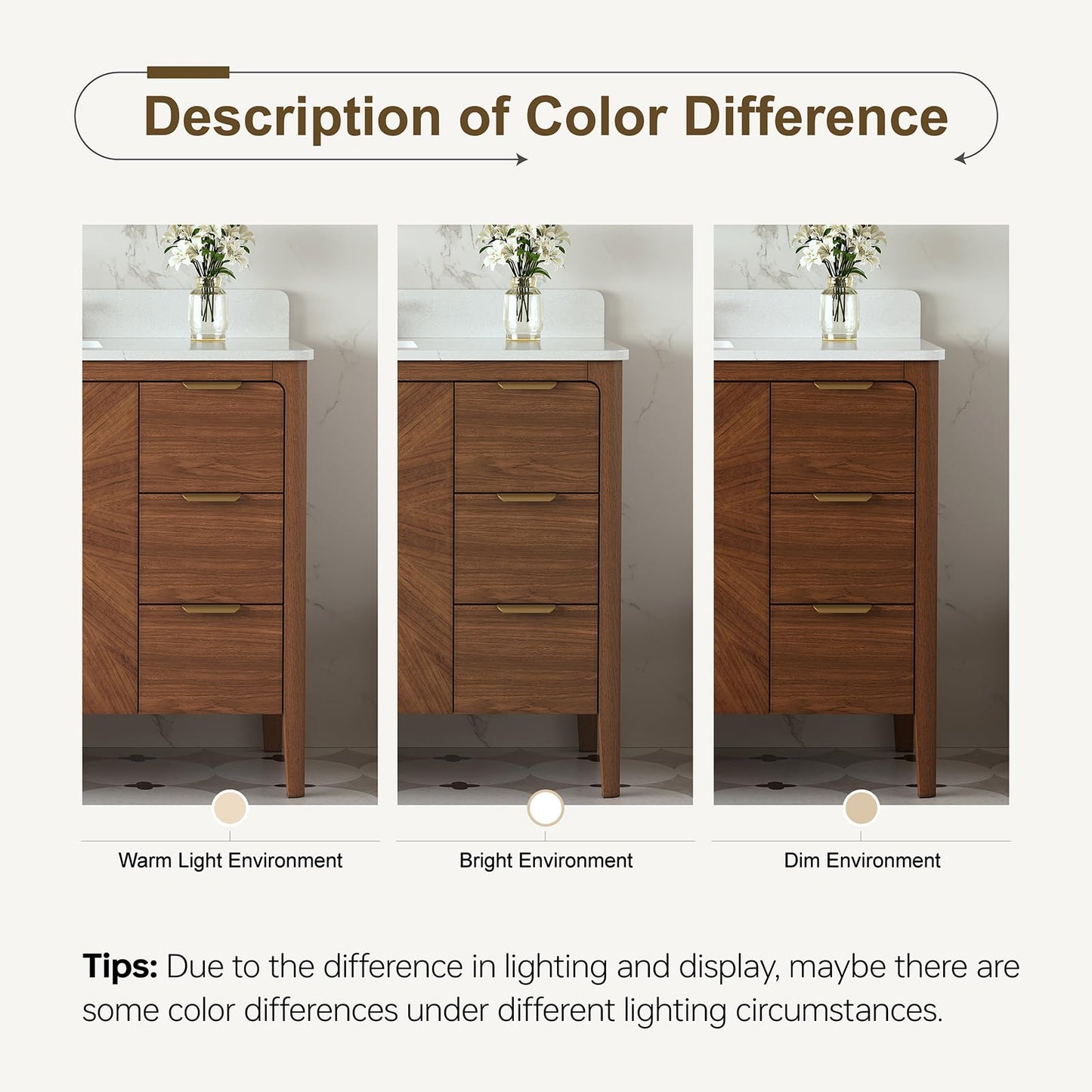 DELUXE LIVING 48 Inch Walnut Bathroom Vanity with Sink, Fully Assembled Solid Wood Bathroom Vanities with Soft Close Parquet Doors, Full Extension Dovetail Drawers, Calacatta Quartz Top & Backsplash
