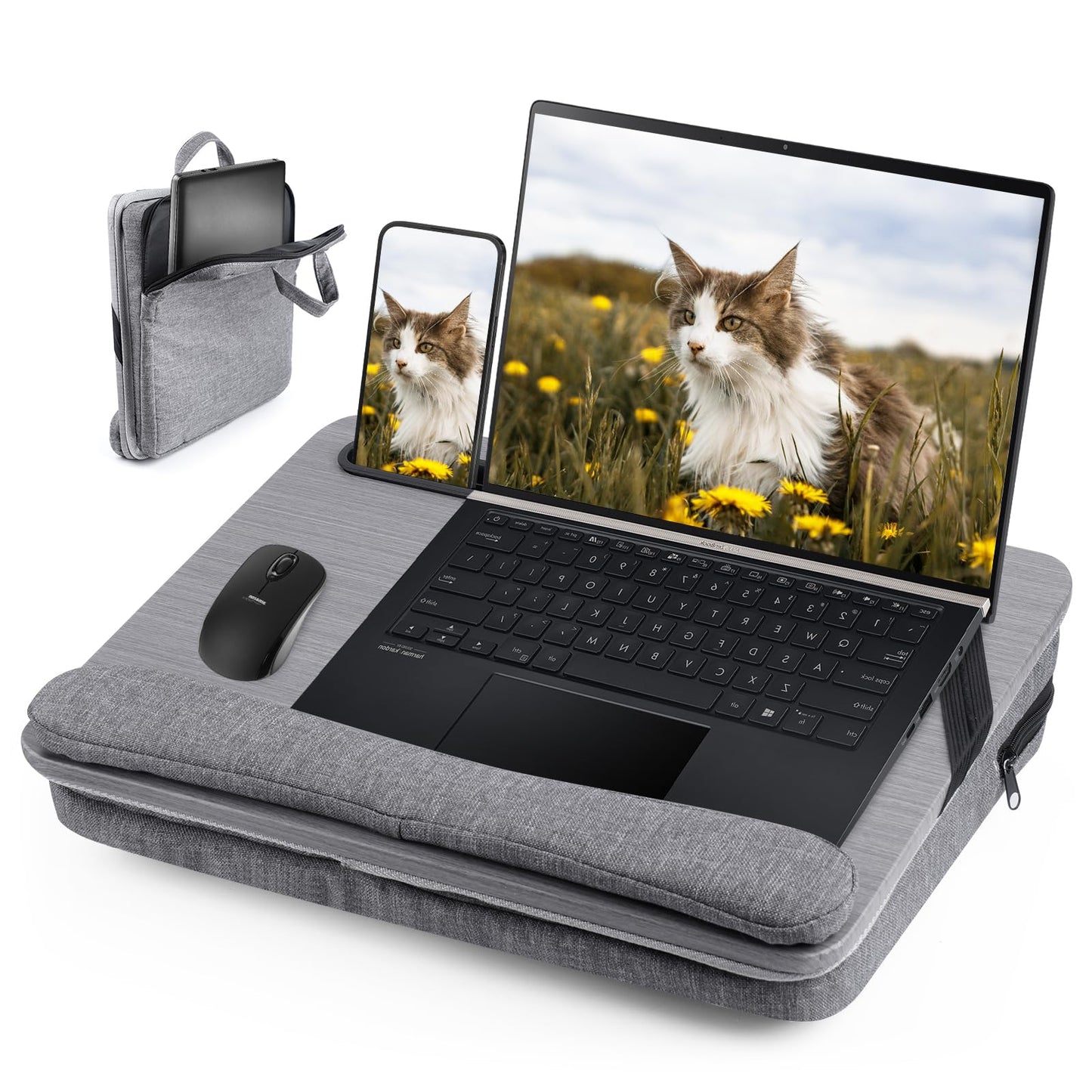 Cloudtrip Portable Lap Desk with Cushion and Storage Bag - 15.6 in Laptop Storage Home Office Workstation for Couch or Bed, Computer Laptop Stand