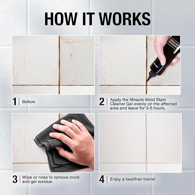 GlassGuard Miracle Mold Removal Gel for Kitchen | 300ml Mold Cleaner for Bathroom Shower | Grout Stain Remover for Bathtub/Glass/Tile & Silicone Surfaces