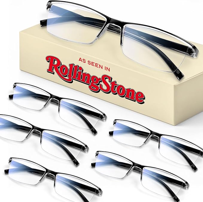 Gaoye 6 pack 1.75 Executive Style Reading Glasses Men - Durable Readers with Blue Light Filtering- Comfortable Fit with TR...