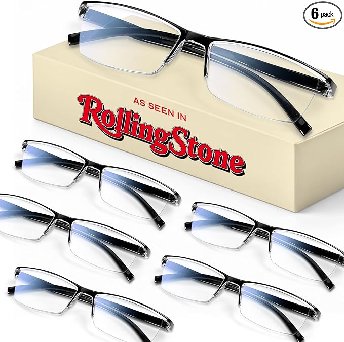 Gaoye 6 pack Executive Style Reading Glasses Men - Durable Readers with Blue Light Filtering - Comfortable Fit with TR90 F...