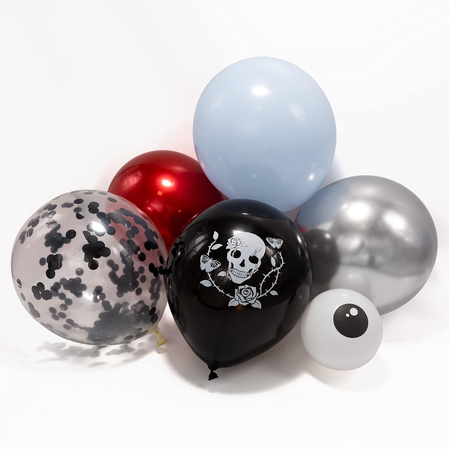 Cheerland Halloween Skull Balloons Gothic Birthday Decorations Skull Rose Decor Skeleton Party Decorations Goth Party Balloon Sugar Skull Spooky Bridal Shower Vampire Blood Balloons Backdrop 34pcs