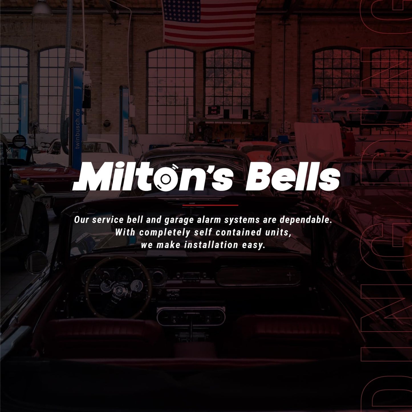 Milton’s Bells Long-Range Driveway Alarm - Dual Wireless Chimes Kit, with 25’ Hose, Transmitter and Two Volume Control Chimes