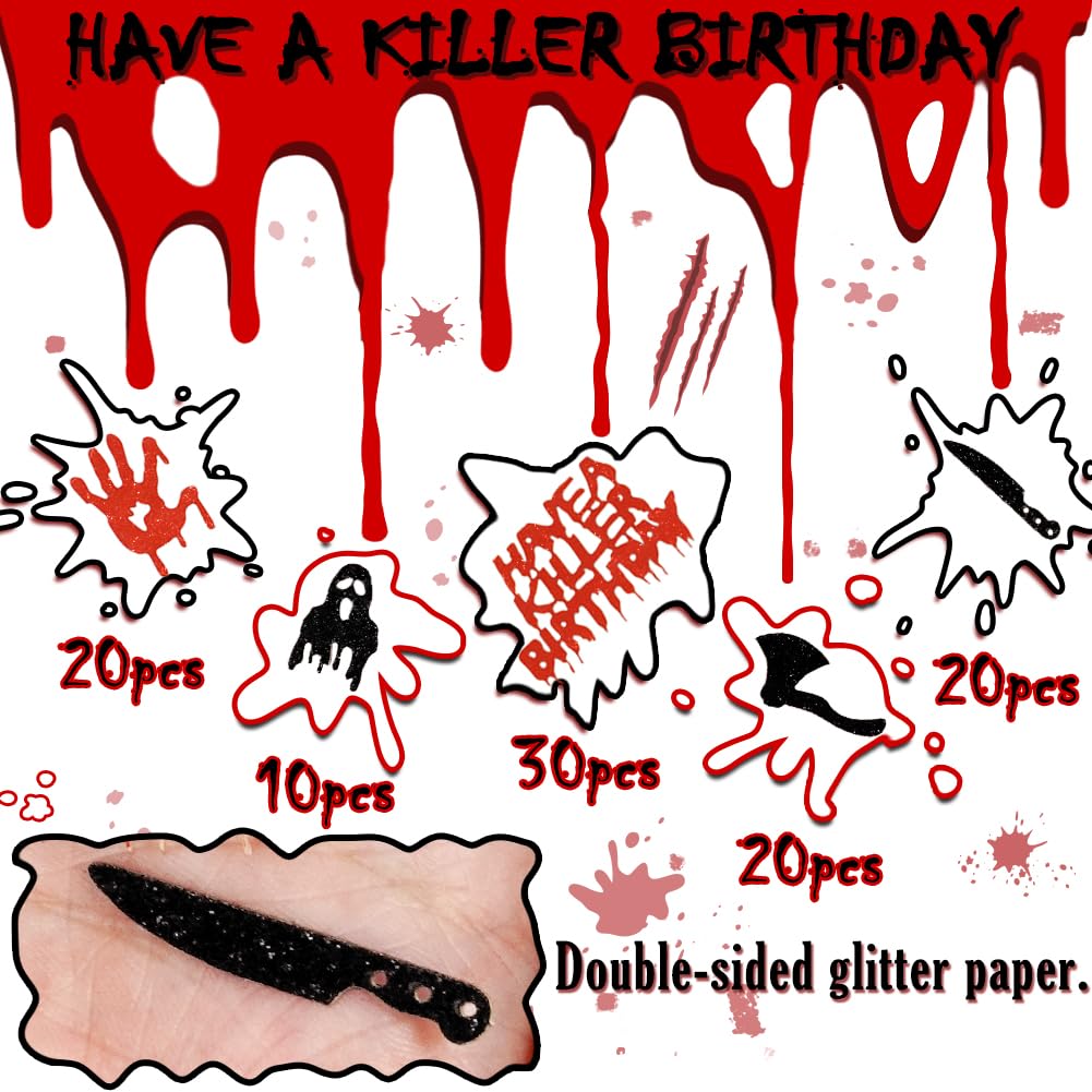 Glitter Have a Killer Birthday Confetti, Halloween Birthday Party Decorations, Murder Mystery Scary Horror Birthday Party Decorations (100pcs)