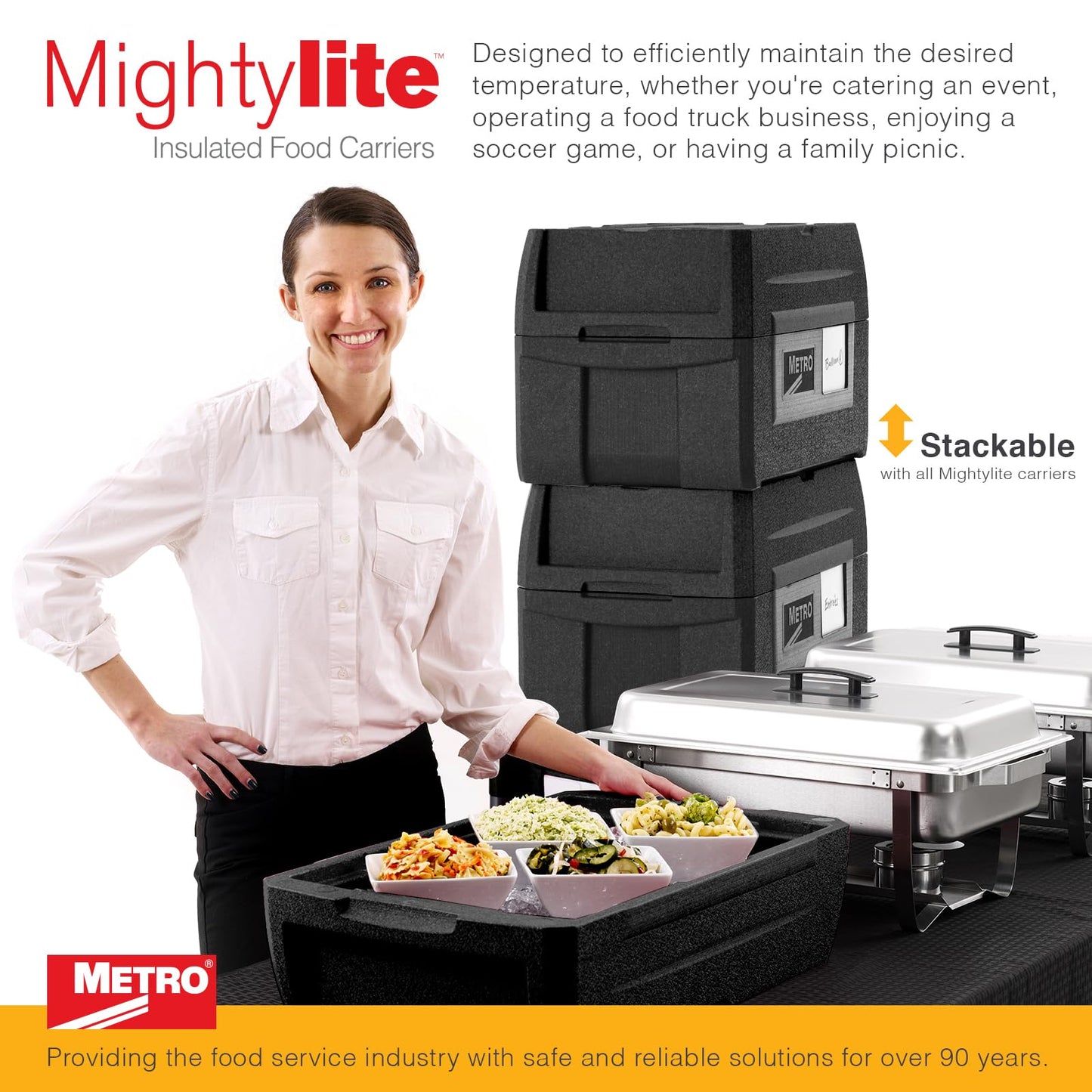Metro Mightylite ML180XL Top Load Insulated Food Carrier - Professional-Grade Multipurpose Pan Carrier, Insulated Cooler and Food Warmer with Extra Capacity Lid - 45 qt or 5 Pan Capacity