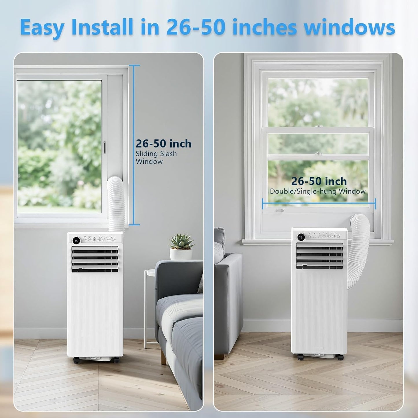 Electactic 8000 BTUs Portable Air Conditioners, 4 in 1 AC Unit Cools 350 Sq.Ft, Air Conditioner Portable with Cool, Fan, Dehumidifier, Auto Drain, 24H Timer/Remote Control/Window Kit