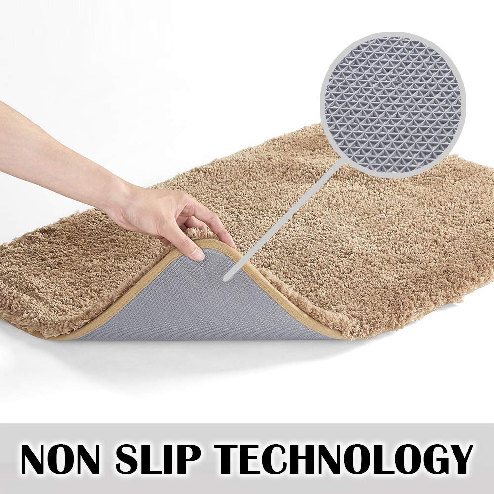 Suchtale Non Slip Bath Mat - Soft Microfiber Shaggy (16 x 24, Sand) Absorbent Machine Washable Thick Plush Mat
