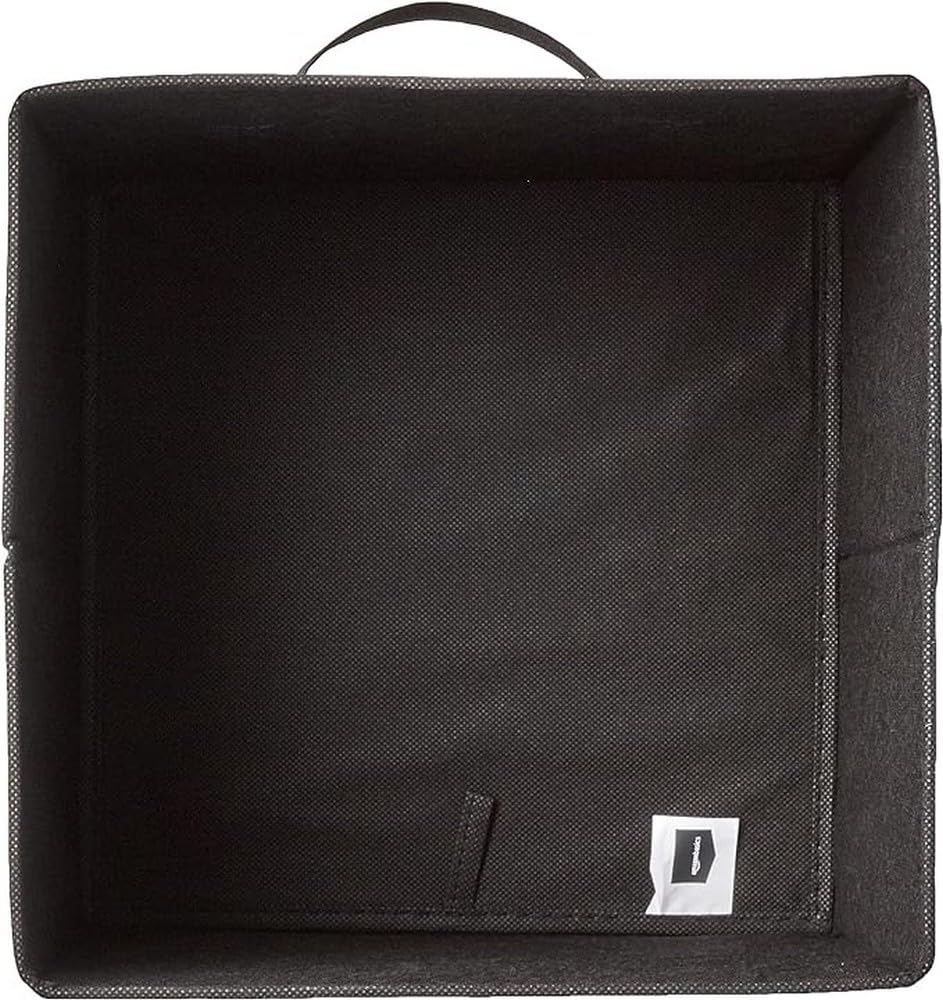 Amazon Basics Collapsible Fabric Storage Cubes Organizer with Handles, Sturdy, Black, 10.5-x-10.5-x-11-inch, Pack of 6