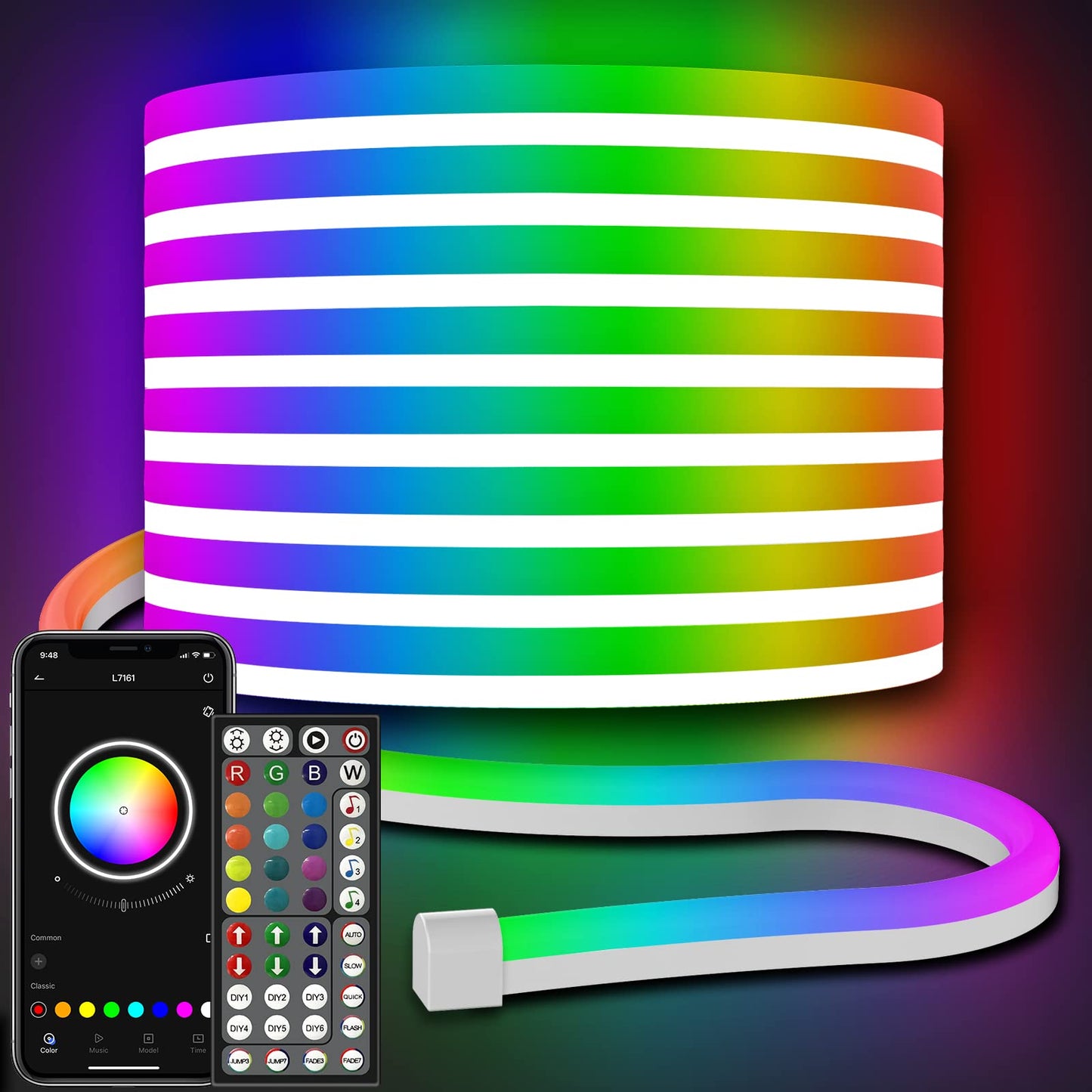 AILBTON 32.8FT Led Neon Rope Lights Control with App/Remote,Flexible Led Rope Light,Multiple Modes,IP65 Outdoor RGB Lights Waterproof,Music Sync Gaming Led Neon Strip Light for Bedroom Decor