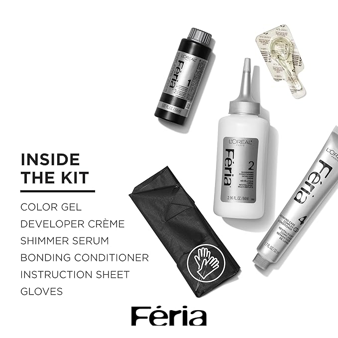 L’Oreal Paris Feria Multi-Faceted Shimmering Permanent Hair Color, High Intensity Hair Dye for 3X Highlights, 52 Auburn Rose, 1 Hair Dye Kit