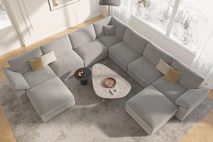 EASE MOOSE Oversized L Shaped Sectional Modular Sofa,Large U Shaped Sectional Couch Wide Deep Seat Modular Cloud Couch,Removable Cover