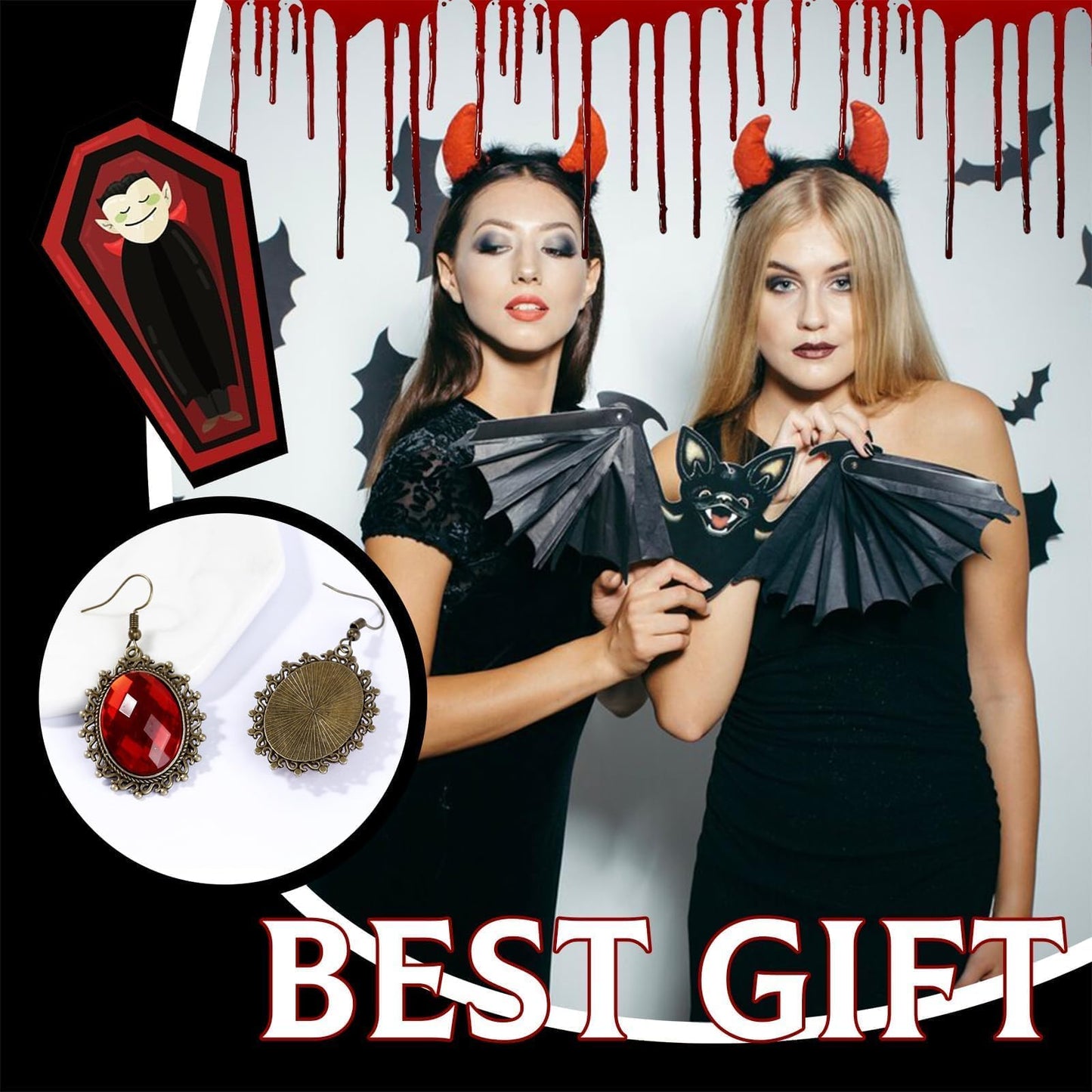 Dcfywl731 Halloween Choker Necklace Bracelet Earrings Set Gothic Black Halloween Costume Accessories Jewelry for Women