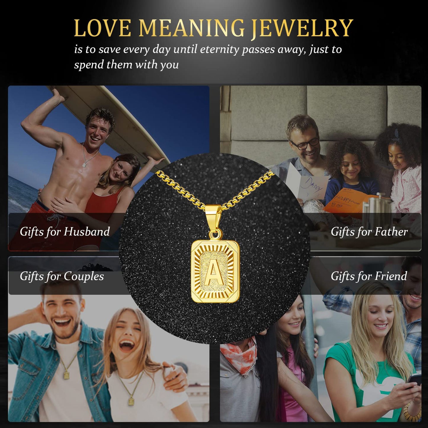 JSJOY Gold Initial Necklace for Women Gold Pendant Initial Necklaces Monogram Letter U Necklace Gold Boys Necklaces
