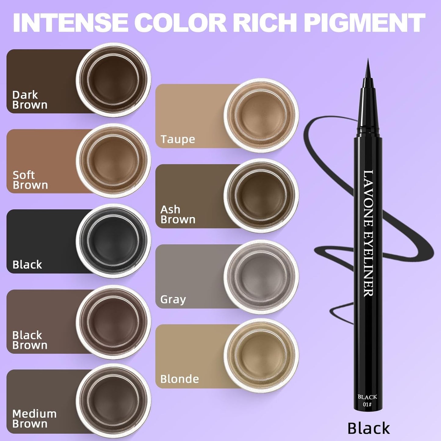 LAVONE Eyeliner Set - Waterproof Makeup Kit with Liquid Eye Liner Pencil, Gel Eyeliner and Angled Eye Liner Brush, Waterproof, Smudge Resistant, Long Lasting Formula - Dark Brown