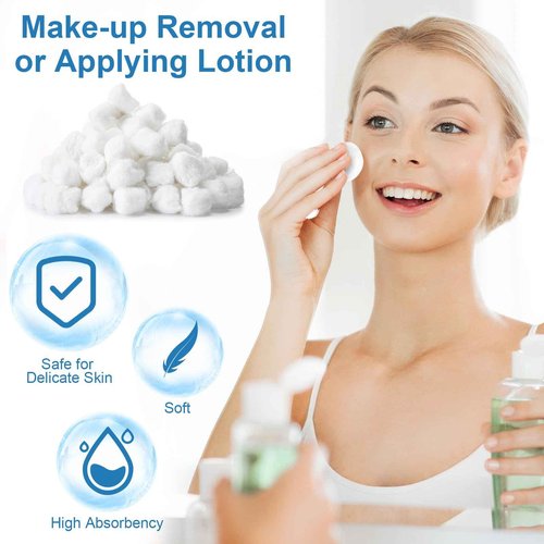 Heigble 4000 Pcs Soft Cotton Ball Bulk Organic Medium Cotton Ball for Absorbent Multipurpose Pure Nail Polish Remover Makeup Removal First Aid Face Crafting Cleaning Skin Applying Lotion