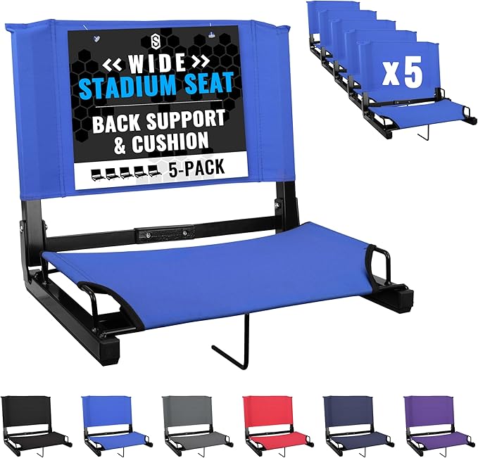 Sports Unlimited - Bleacher Chairs with Back and Cushion - Stadium Seats with Back Support Wide and Regular, Stadium Chair