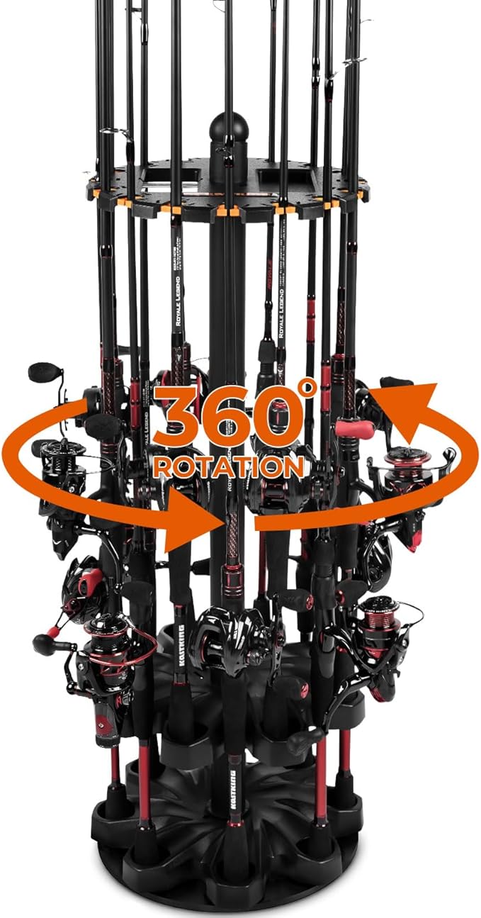 KastKing V16 Fishing Rod Rack With Rotating Base- Fishing Pole Rack Holds Up to 16 Fishing Rods or Combos, Lightweight and...