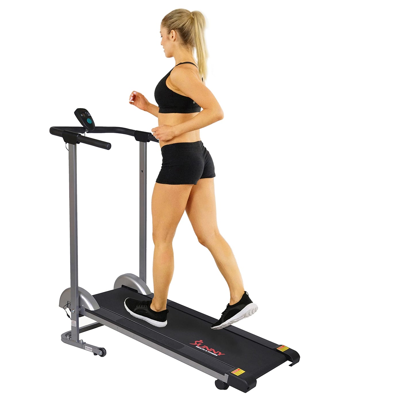 Sunny Health & Fitness Foldable Manual Walking Treadmill, Gray SF-T1407M + Home Gym Foam Floor Protector Mat