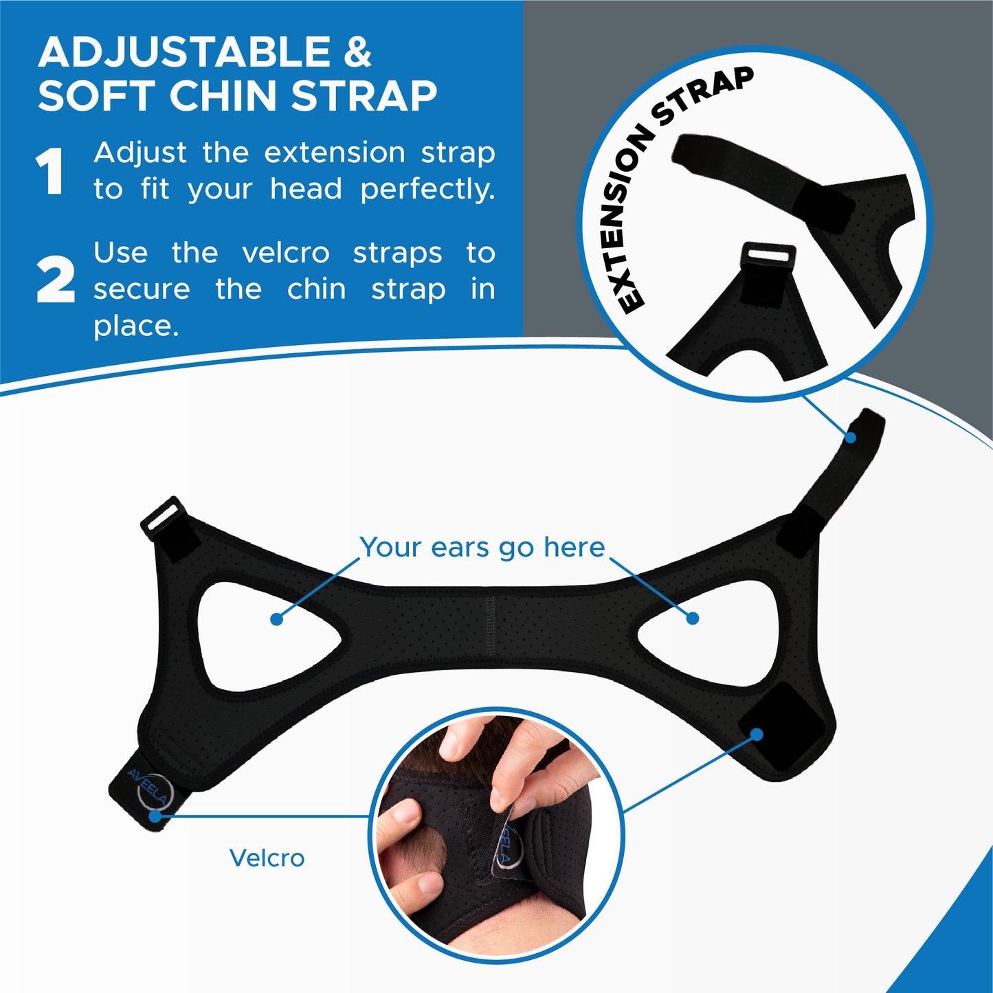 AVEELA Chin Strap for Sleeping and CPAP Users | Anti Snoring Chin Strap, Adjustable Jaw Strap for Sleep Apnea, Stop Snoring Solution for Men and Women, Comfortable Fit to Keep Mouth Closed – Large