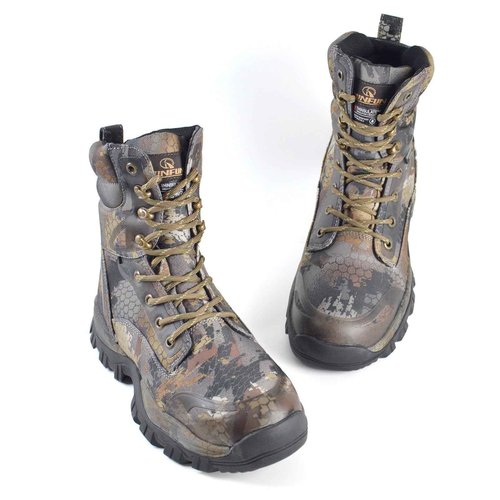 R RUNFUN Men's Hunting Boots Waterproof Hiking Boots Insulated Work Boot, 8" Lightweight Breathable Outdoor Shoes, 400g Insulation(RF2304Gray,Size9)