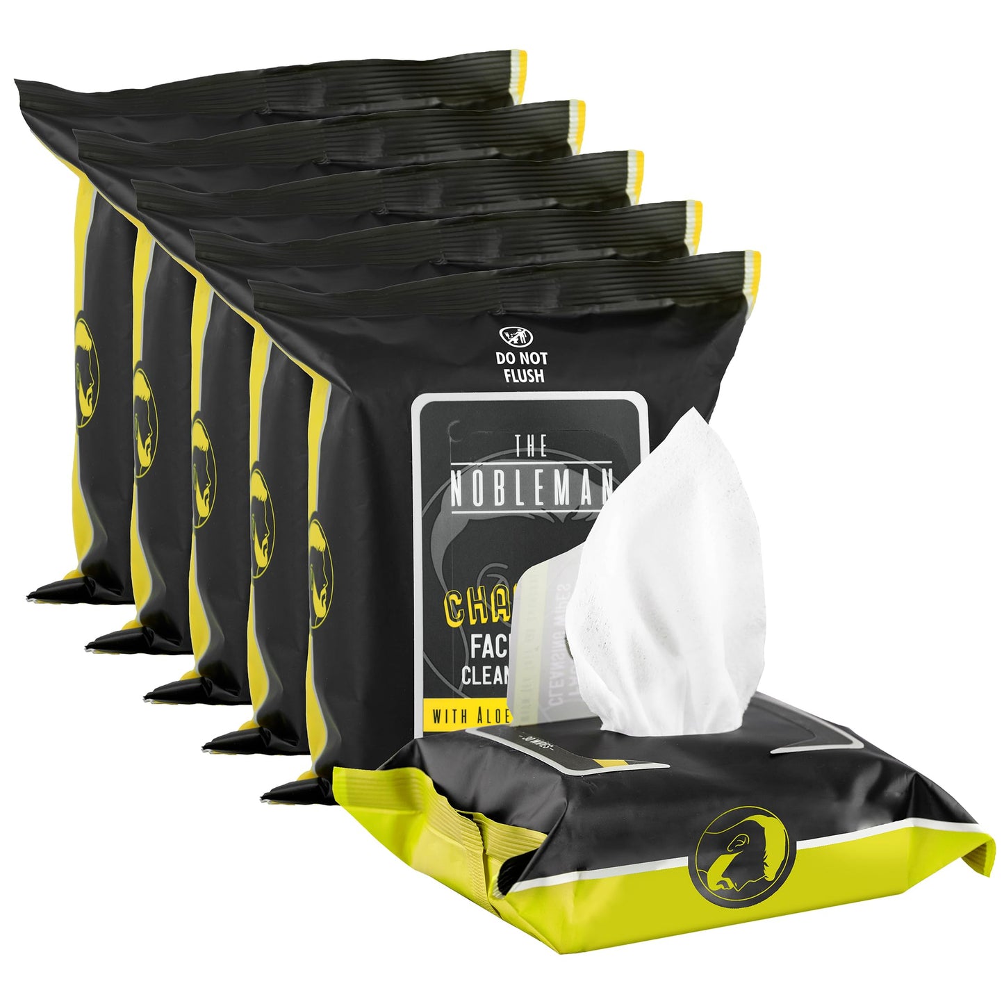 The Nobleman Cleansing Wipes - Chamomile Scent, 6 Pack (180 ct), Charcoal Color