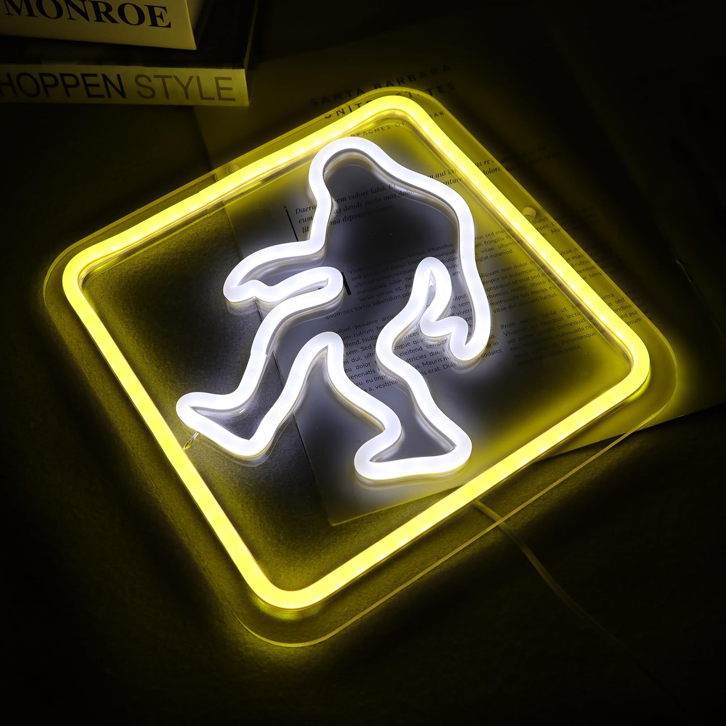 Pinlangdou Sasquatch Neon Sign Bigfoot Neon Light for Bedroom Hallway Garage Home Wall Decor Man Cave Children's Room for Birthday Party Gifts for Fans Friends Kids 12.2 * 12.2 in