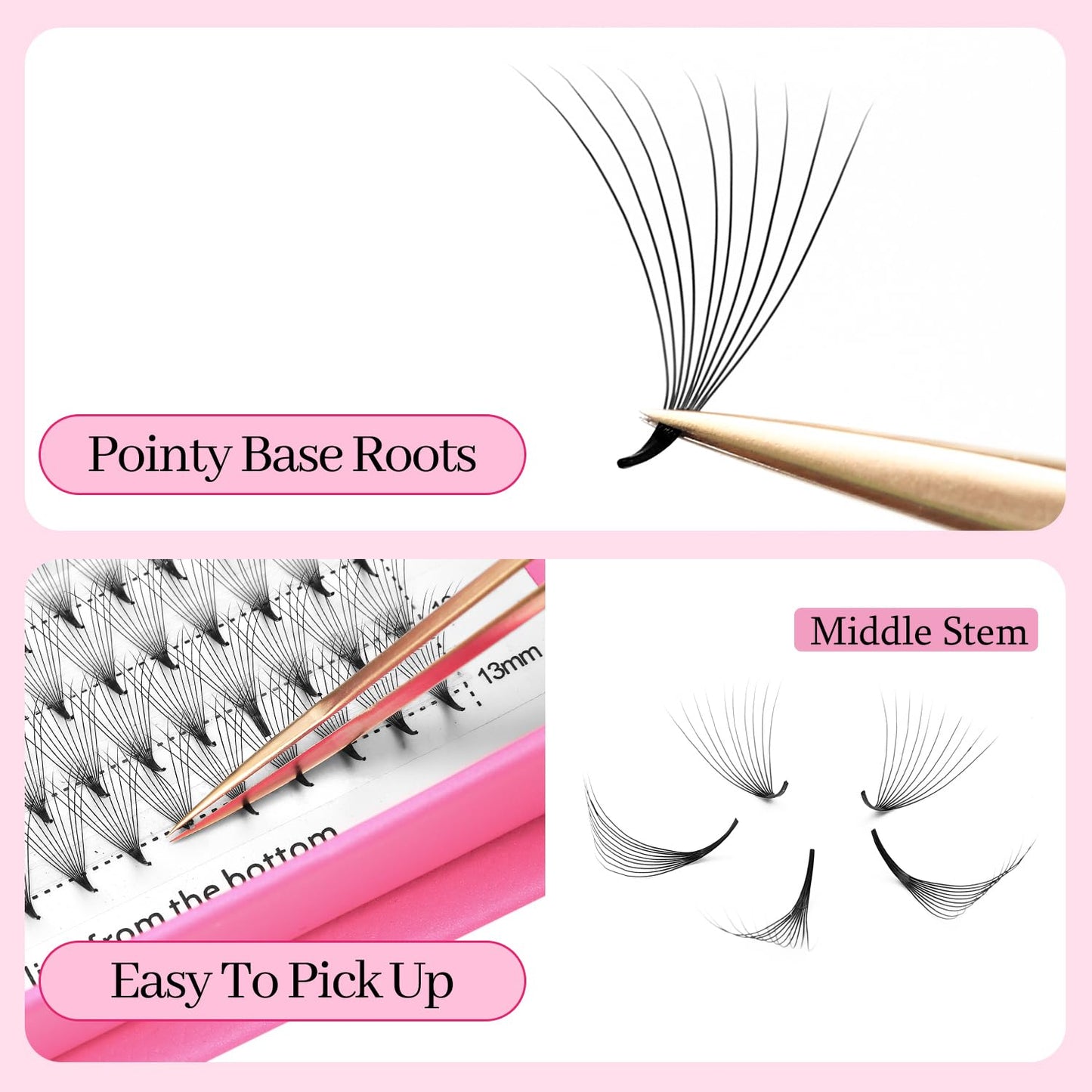 Premade Fans Eyelash Extensions 9D Volume Lash Extensions 0.07 Thickness Eyelash Extension D Curl Premade Lash Fans Mix 9-16mm Fluffy Soft Handmade Lash Fan Eyelashes(9D-0.07-D,9-16mm)