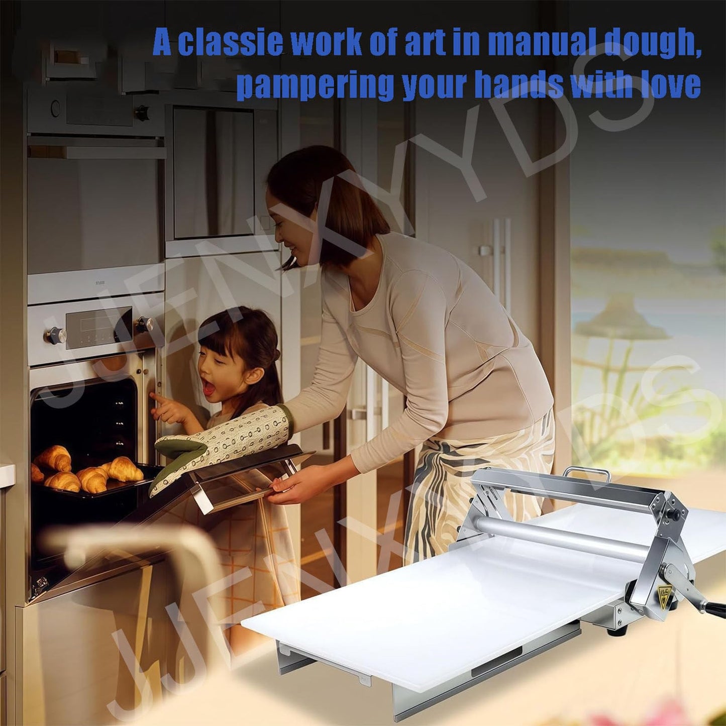 Croissant Dough Laminator,Commercial Dough Roller Sheeter,Dough Machine Thickness Adjustable, Stainless Steel,Table Top Croissants Fondant Pizza Pastry Sheeter Machine,Type300