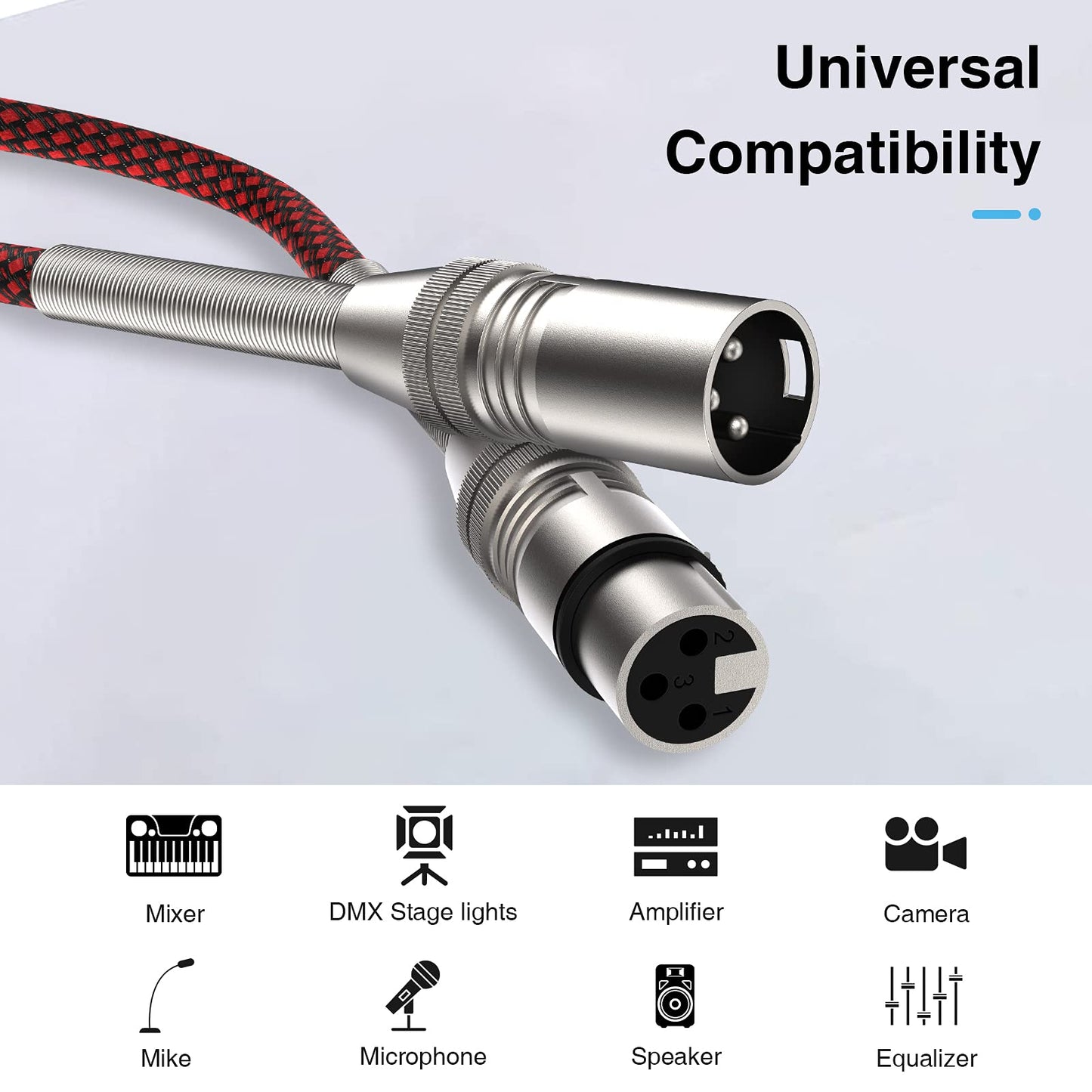 Ciwoda Xlr Cable 200Ft, Multi-Color Heavy Duty Nylon Braided Xlr Male To Female, Microphone Cable 3 Pin Balanced Xlr Cable Compa