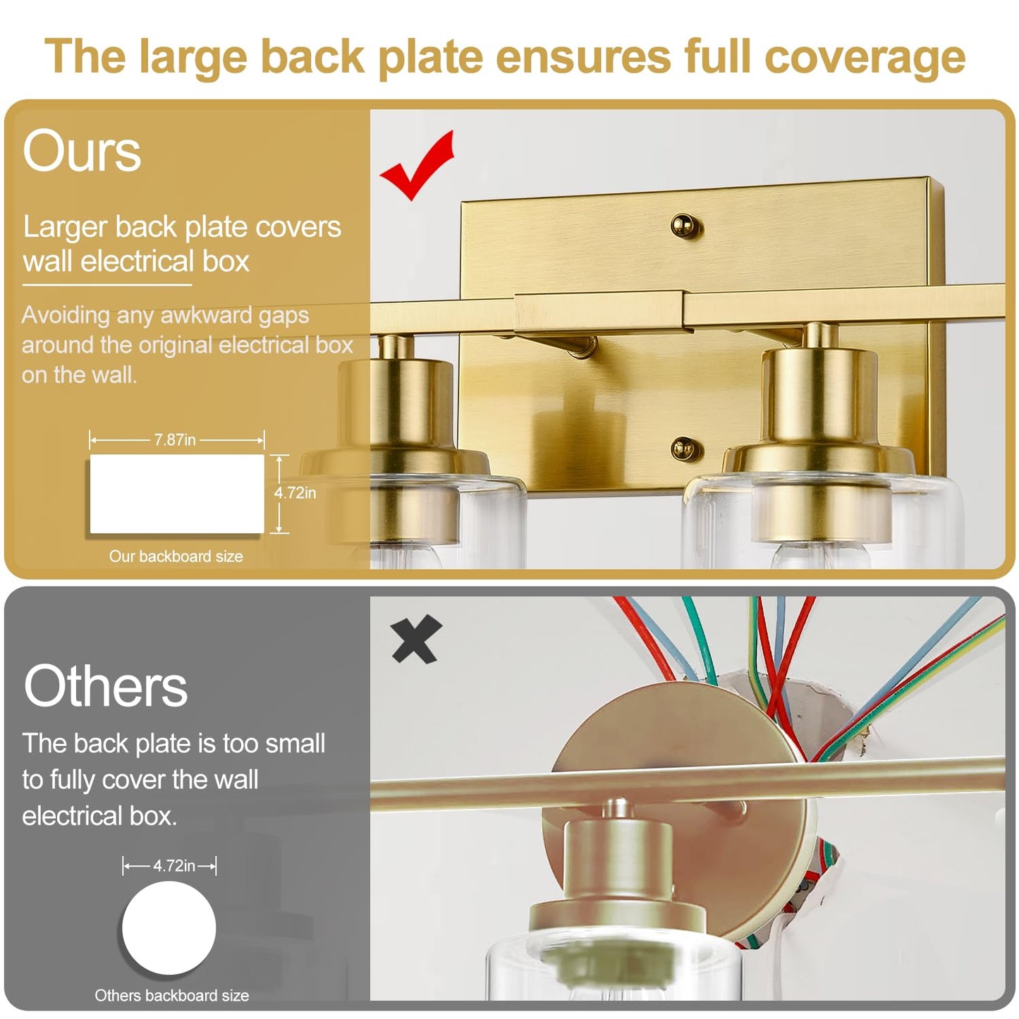 Indoi 4-Light Vanity Lights with Clear Glass Shades, Brushed Gold Bathroom Light Fixtures Over Mirror, Modern Bathroom Wall Lamp for Mirror Living Room Cabinet Bedroom Porch