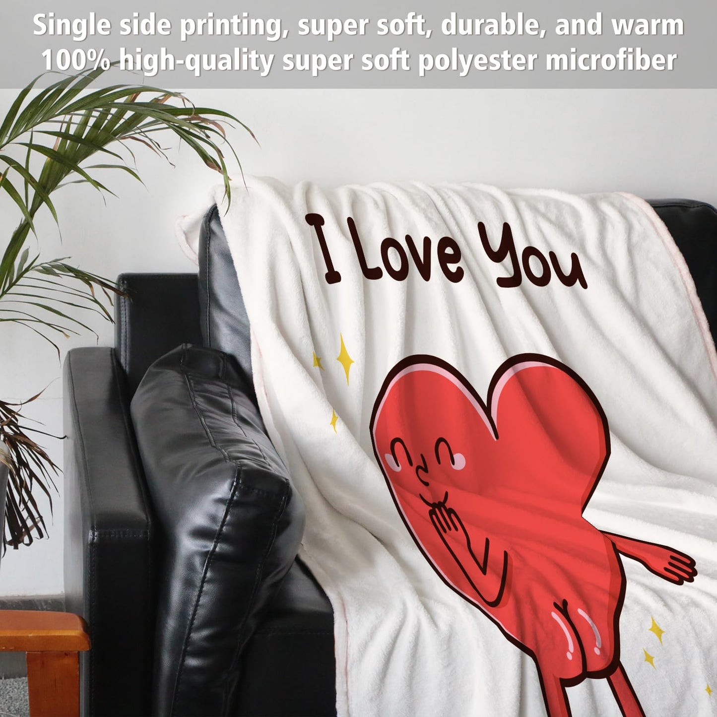 Funny Gifts for Him Her, Anniversary Wedding Birthday Gifts for Boyfriend, Girlfriend, I Love You Heart Blanket for Couple Husband Wife 60" x 50"
