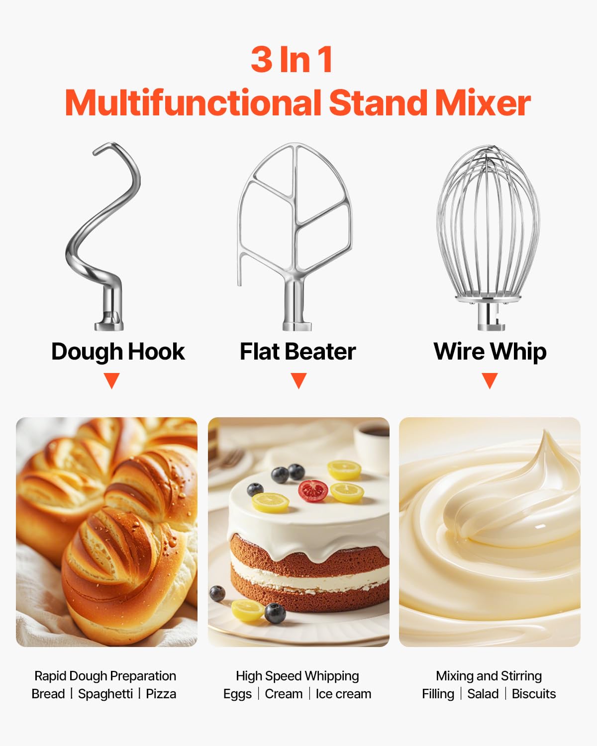 Happybuy 15Qt Commercial Food Mixer with Timing Function， Commercial Mixer 600W Stainless Steel Bowl Heavy Duty Electric Food Mixer Commercial with 3 Speeds Adjustable, Perfect for Bakery Pizzeria