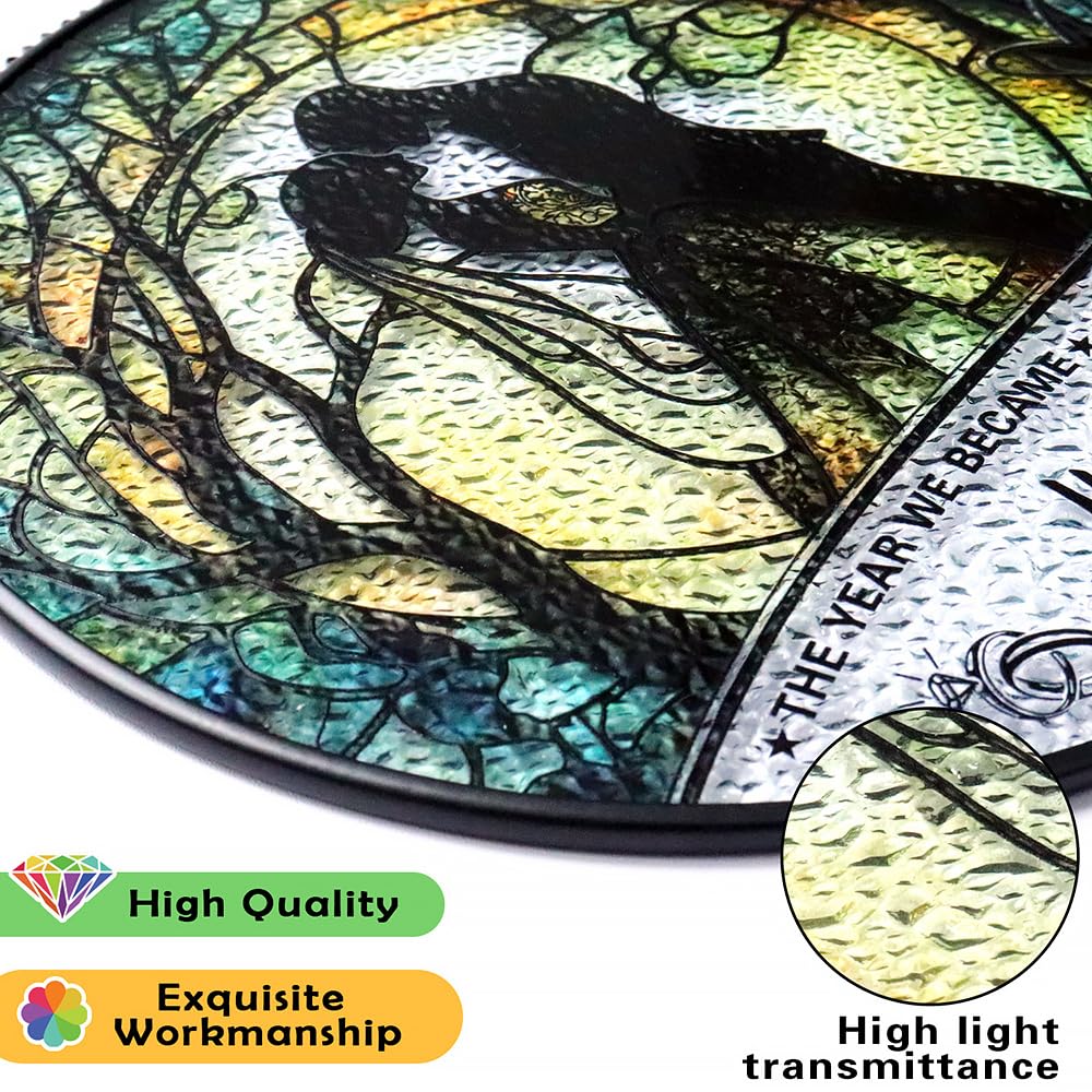 Stained Glass Suncatcher - Mr & Mrs 2025 Wedding Keepsake, Wedding Anniversary Keepsake, Bridal Shower Gift for Newlyweds,Suncatchers for Windows Hanging - Bride's Home Decoration or Ceremony Souvenir
