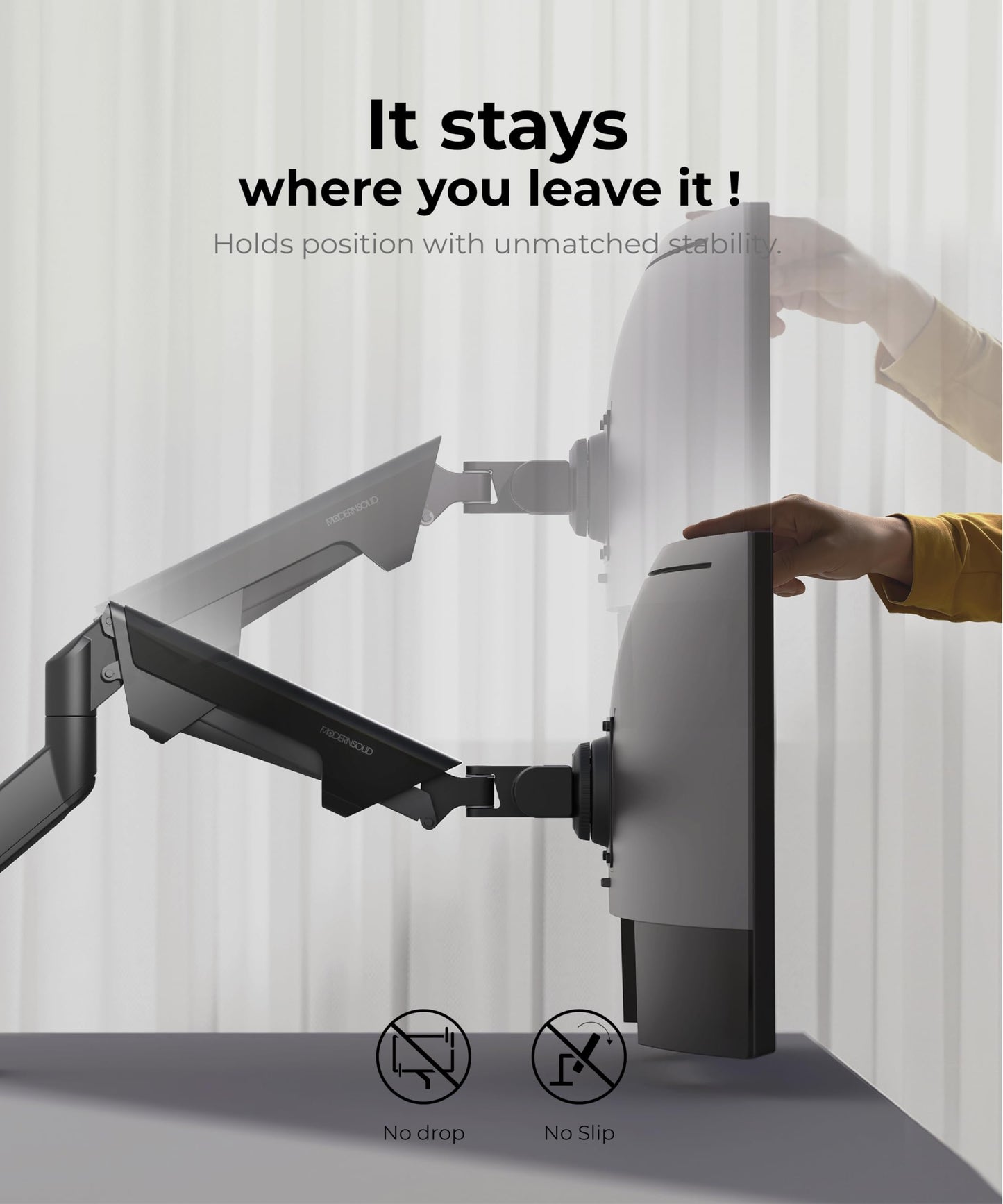 Modernsolid Heavy Duty Ultrawide Monitor Arm with RGB Lighting & USB Charging, Fits 34 to 49 inch Curved Screens, Supports 14 to 38 lbs, Adjustable Desk Mount, Gaming Setup, Black