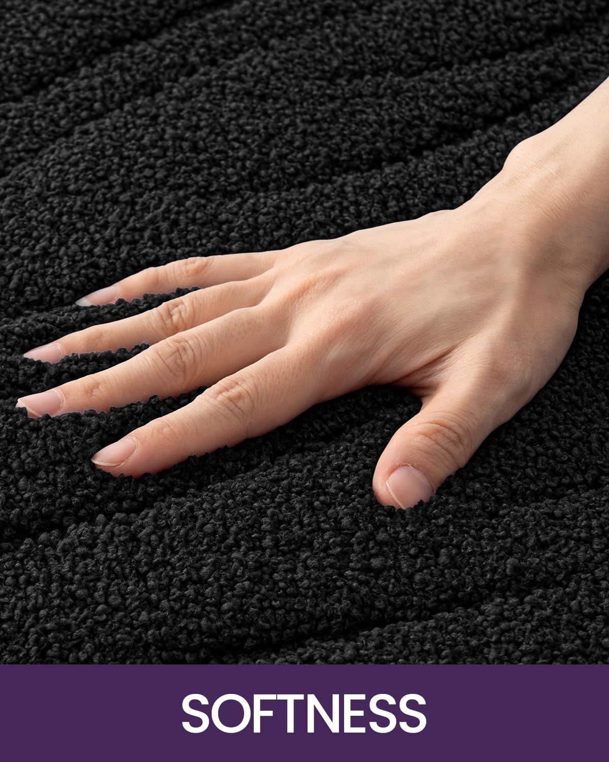DEXI Bathroom Rugs 24x43, Extra Soft Absorbent Bath Mat, Non Slip Bathmat for Bathroom Floor, Machine Washable Rugs for Shower Floor, Black