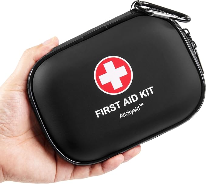 Mini First Aid Kit - 120 Piece Small Waterproof Hard Shell Medical Kit for Car, Home, Office, Travel, Camping, Sports, Out...