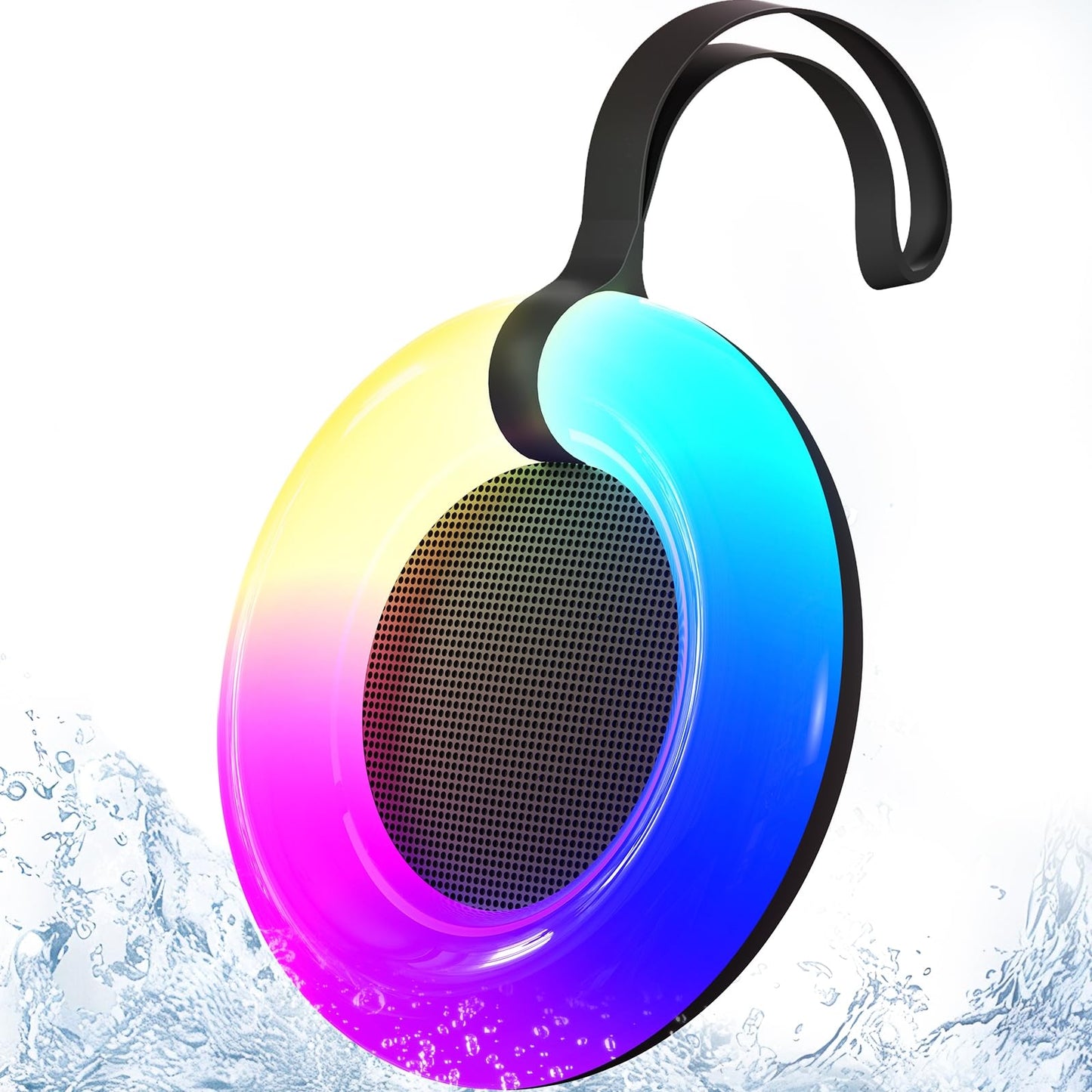 Xinborry IPX7 Waterproof Speaker with Dynamic LED Light,Bluetooth Shower Speaker,Portable Bluetooth Speakers,Floating, True Wireless Stereo for Outdoor/Pool/Beach,BT5.3/TF-Card,Ideal Gifts(Black)