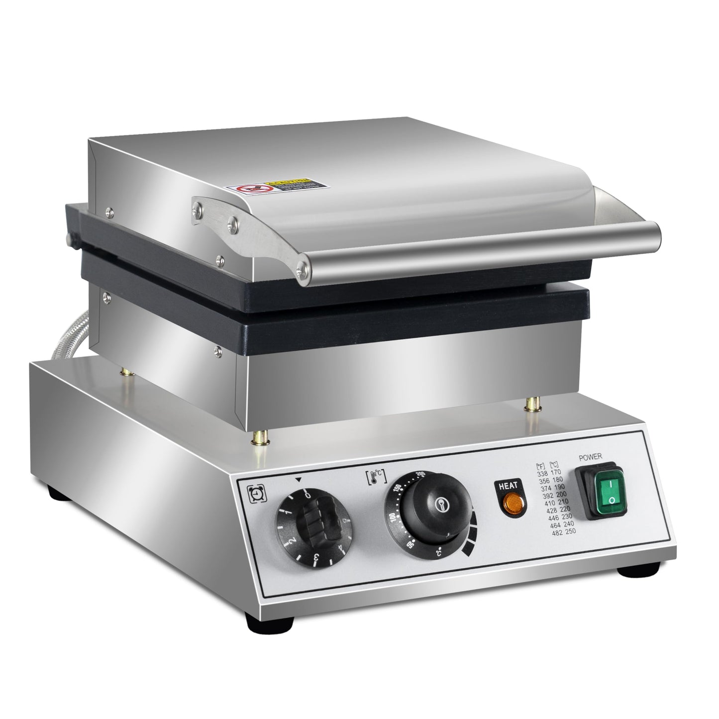 Commercial Waffle Maker, 1600W rectangle Waffle Iron, Non-Stick Belgian Waffle Baker Machine With Temp Range and Time Control, Teflon-Coated Baking Pan Stainless Steel Body