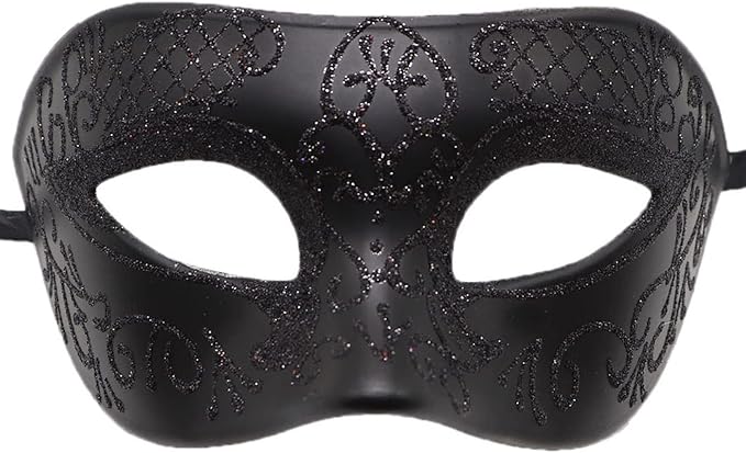Seglorwy Masquerade Mask for Men Vintage Venetian Mardi Gras Halloween Christmas Party Masks (Black 3)