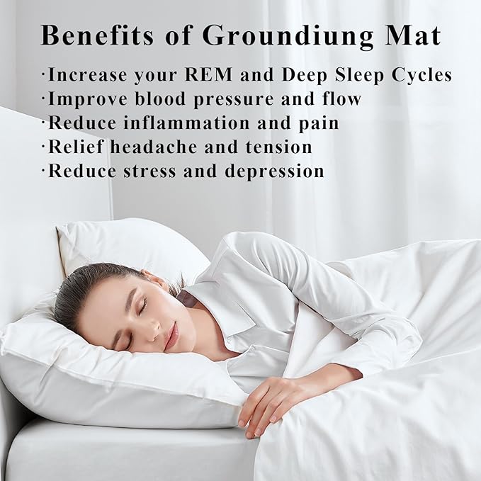EOHELGRO Grounding Mat for Sleeping, Earth Mat Grounding Pad for Energy, Pain Relief, Inflammation, Feet and Back Pain (23.6"x35.4")