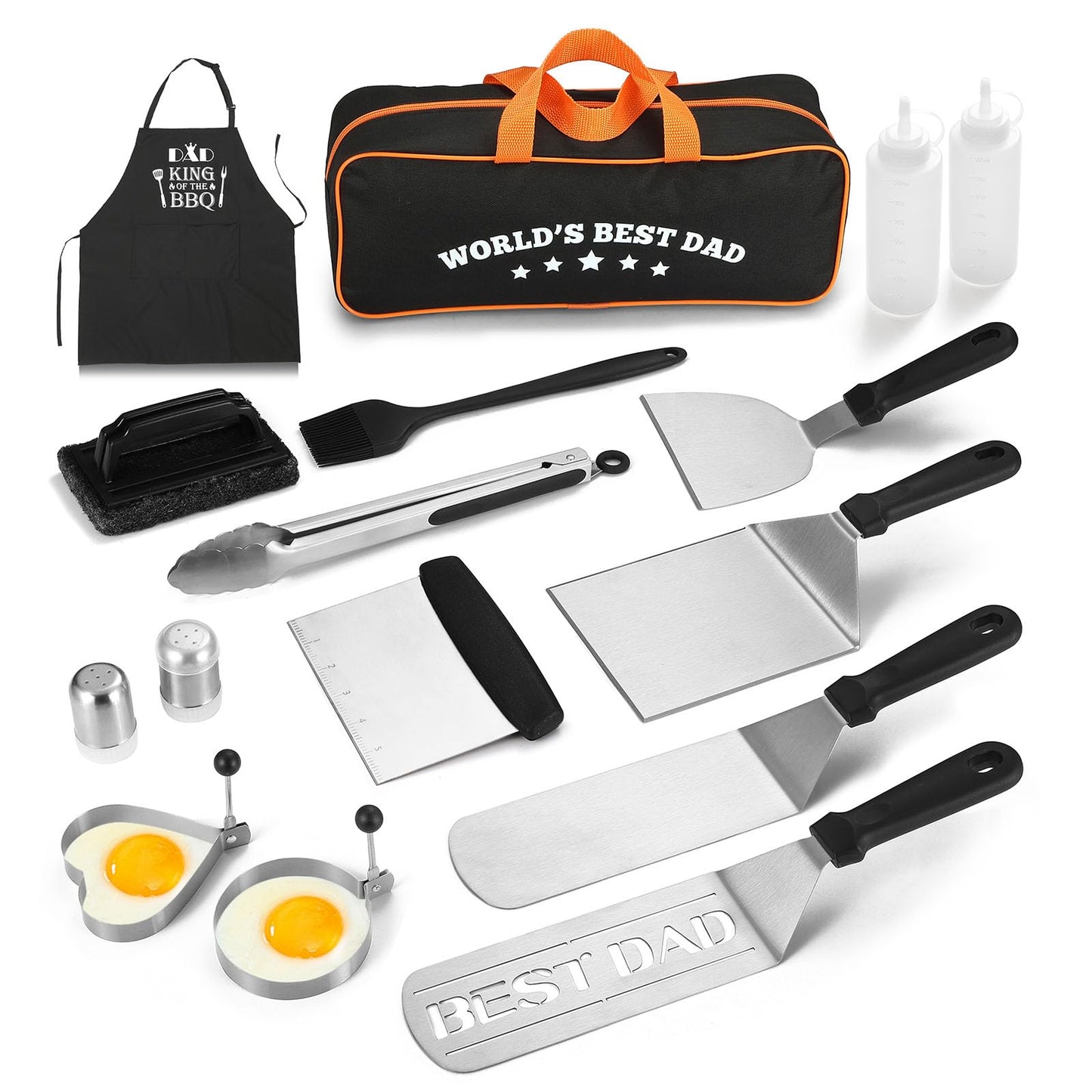 Dad Gifts from Daughter Son, 16PCS Griddle Kit Grilling Gifts for Dad Birthday, Best DAD BBQ Grill Tools for Dad Father New Daddy for Dad Birthday from Kids