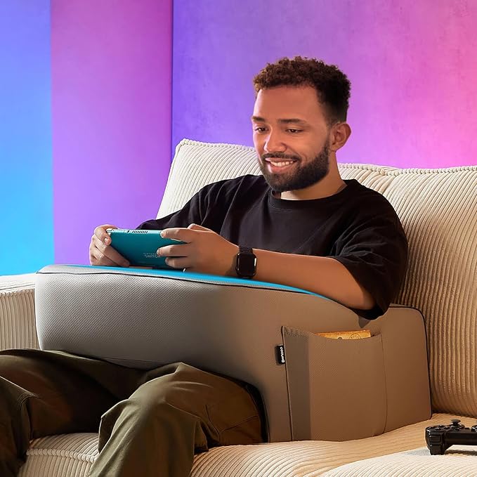 cooloo8 Reading Pillow for Gaming, Extra Large Laptop Pillow for Adult, Memory Foam Lap Desk Gaming Pillow for Reading, Working, Playing Steam Deck Switch or Sitting in Bed Floor Sofa(Grey)