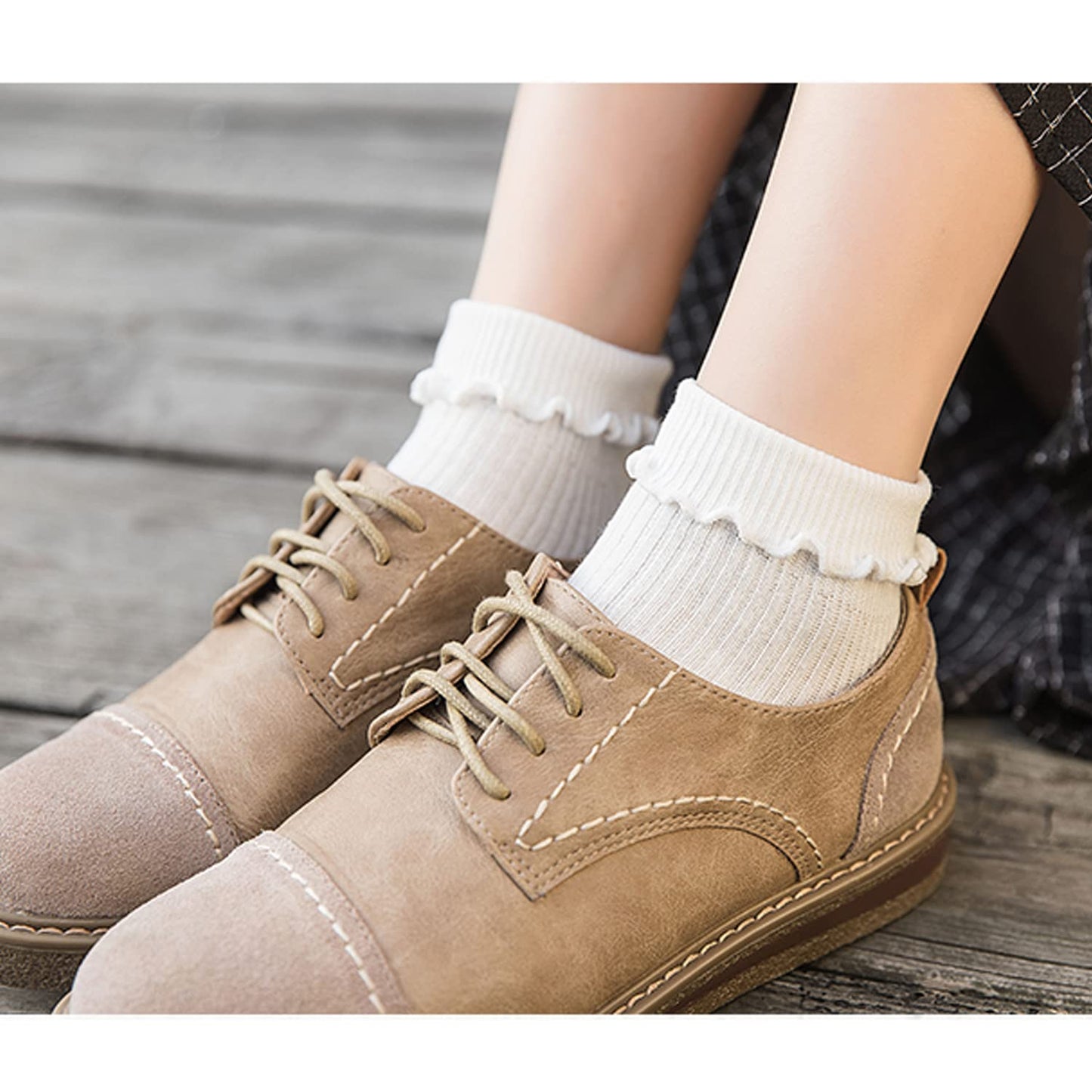 Mcool Mary Women's Ankle Socks - Ruffle Turn-Cuff Cute Socks for Summer, 6-Pack, Cotton Knit, Low Cut Frilly, Size 9-11