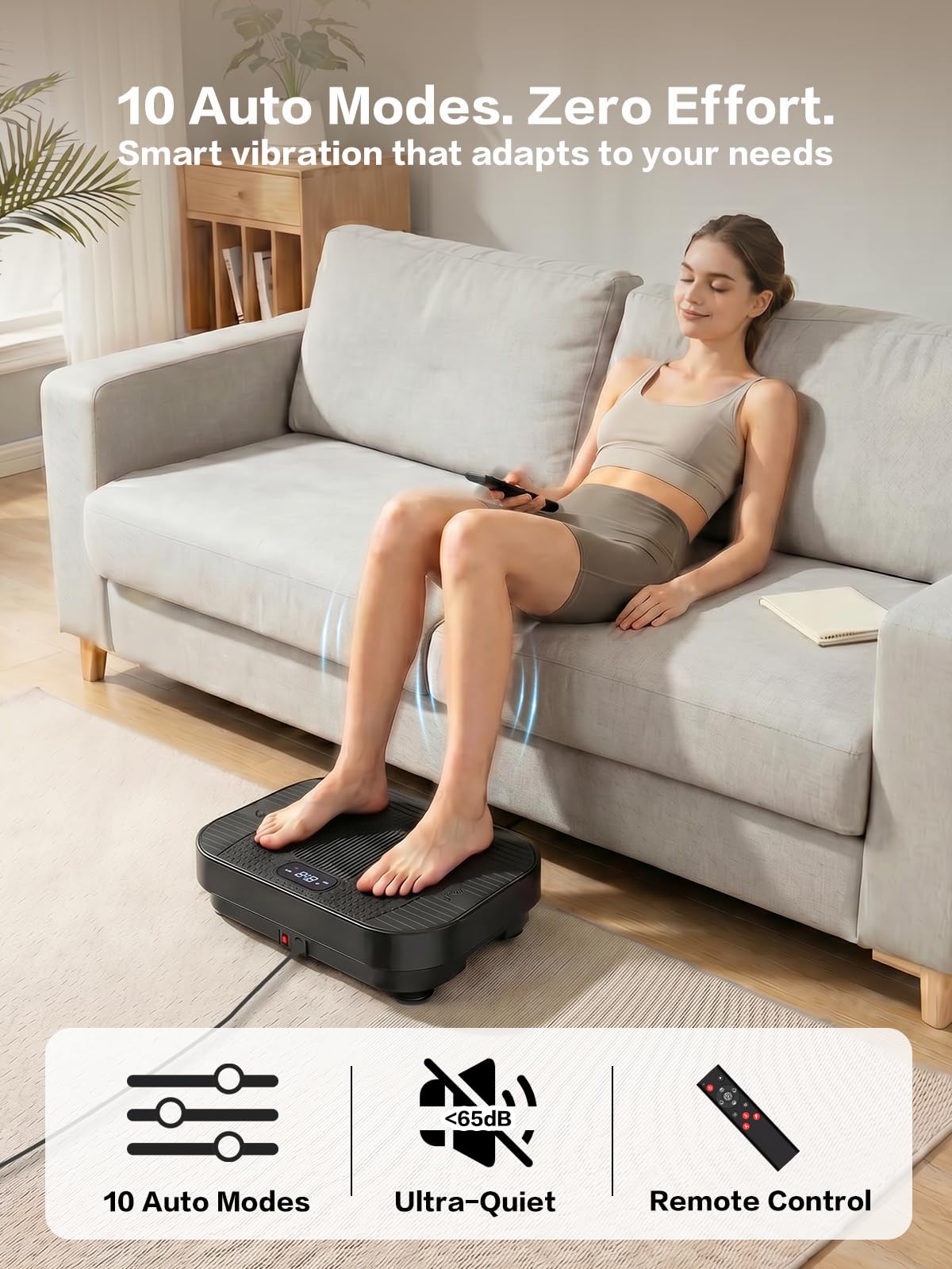 BBLD Vibration Plate Exercise Machine, 200 Levels Whole Body Vibration Platform for Body Toning, 330LB Capacity 4.3" Ultra-Thin Silent Fitness Plate with 10 Auto Modes for Home Gym