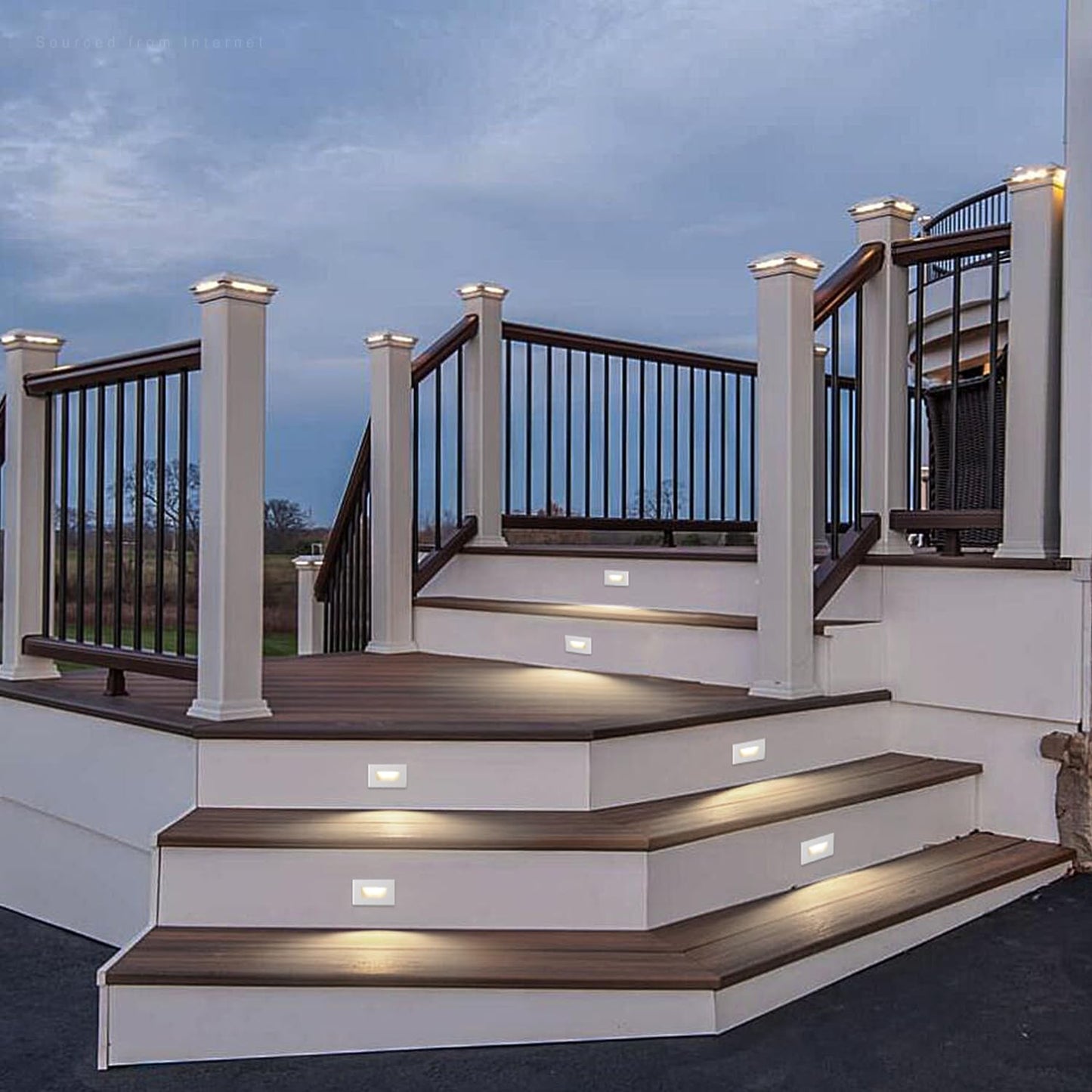 LEONLITE White 5CCT 120V LED Step Lights, 3.5W 150LM 5%-100% Dimmable Horizontal Stair Lights Indoor Outdoor Wet Location, CRI90+ & ETL, 2700K/3000K/3500K/4000K/5000K, Aluminum, Pack of 6